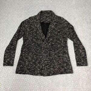 Eileen Fisher Jacket Womens Medium Black White Shawl Collar Knit Blazer Marled
